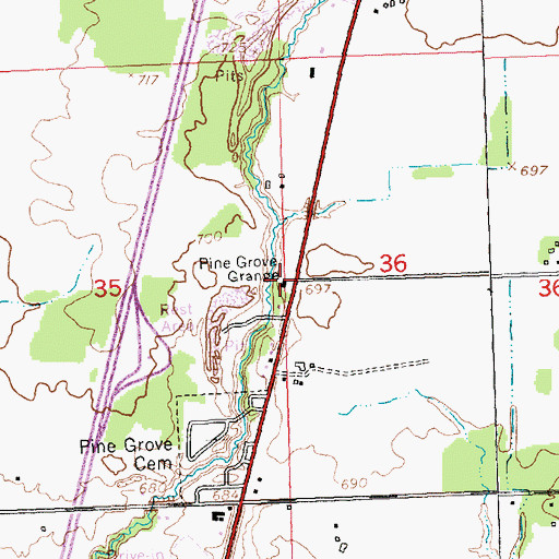 Topographic Map of Pine Grove Grange, MI