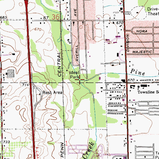 Topographic Map of Pine Hill Creek, MI