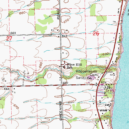 Topographic Map of Pine Hill School (historical), MI