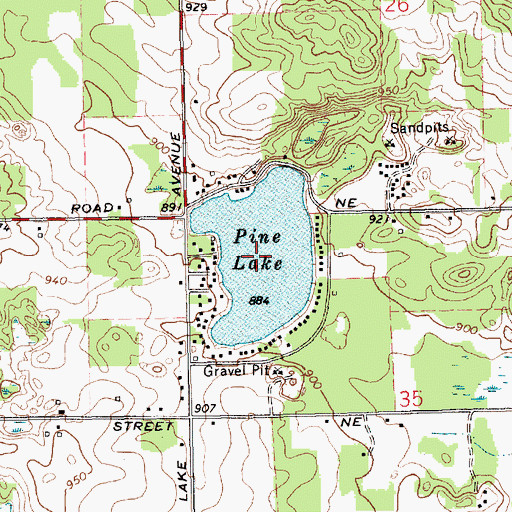 Topographic Map of Pine Lake, MI