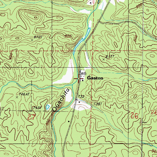 Topographic Map of Gaston, AR