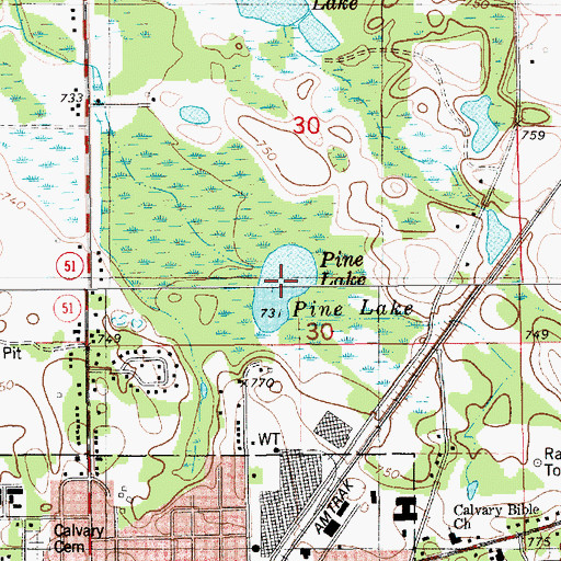 Topographic Map of Pine Lake, MI