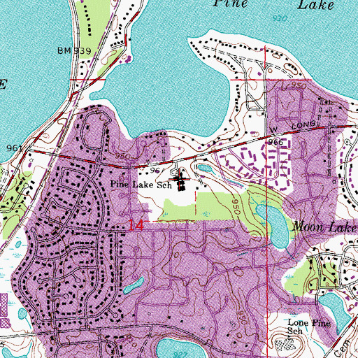 Topographic Map of Pine Lake School, MI