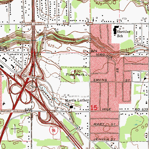 Topographic Map of Pine Park, MI