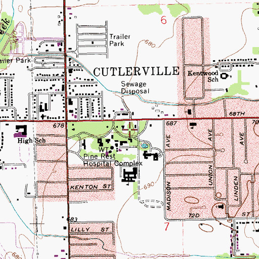 Topographic Map of Pine Rest Christian Mental Health Services, MI