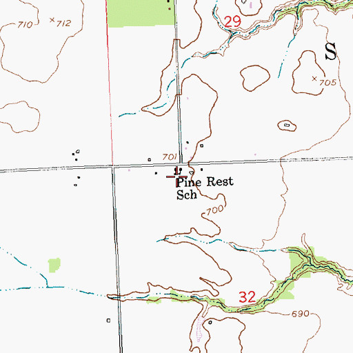 Topographic Map of Pine Rest School, MI