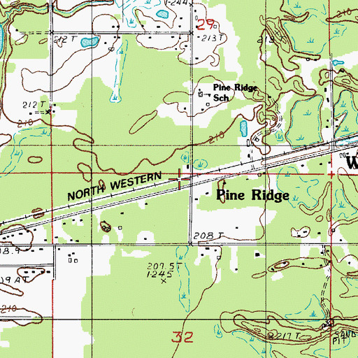 Topographic Map of Pine Ridge, MI