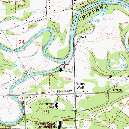 Topographic Map of Pine River, MI
