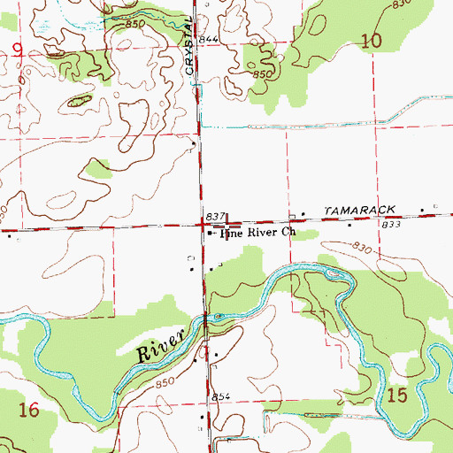 Topographic Map of Pine River Church, MI