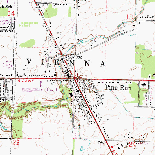 Topographic Map of Pine Run, MI