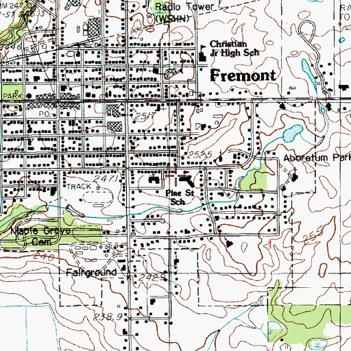 Topographic Map of Pine Street School, MI