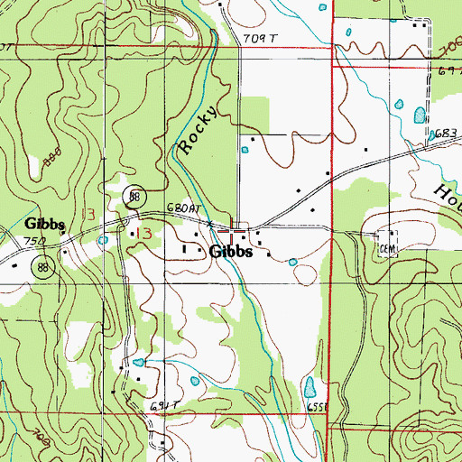 Topographic Map of Gibbs, AR