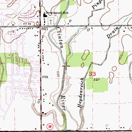 Topographic Map of Pingle Drain, MI