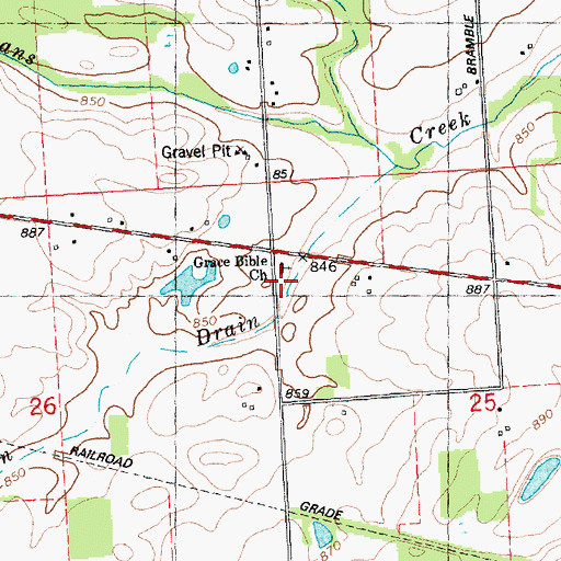 Topographic Map of Pink School, MI