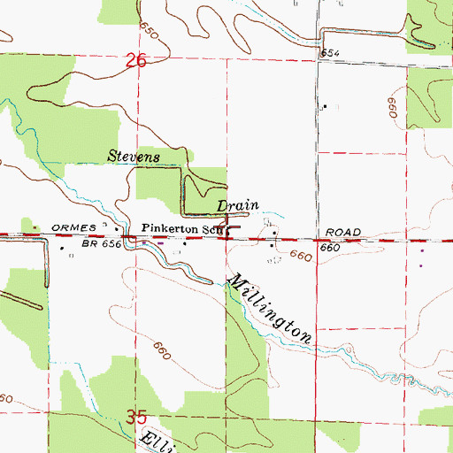 Topographic Map of Pinkerton School, MI