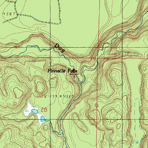 Topographic Map of Pinnacle Falls, MI