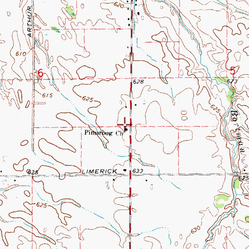 Topographic Map of Pinnebog Church, MI