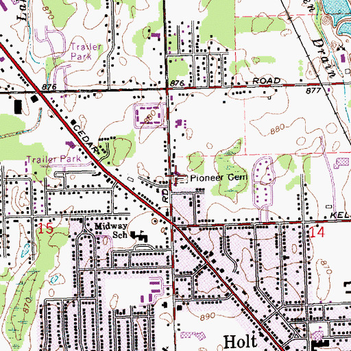 Topographic Map of Pioneer Cemetery, MI