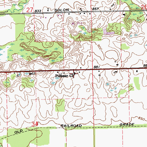 Topographic Map of Pioneer Church, MI