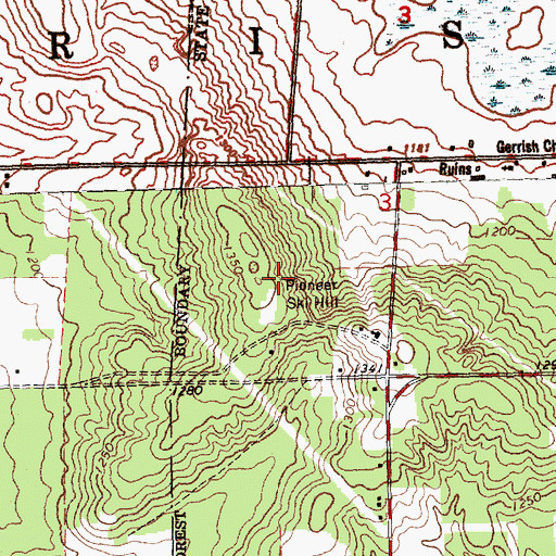 Topographic Map of Pioneer Ski Hill, MI