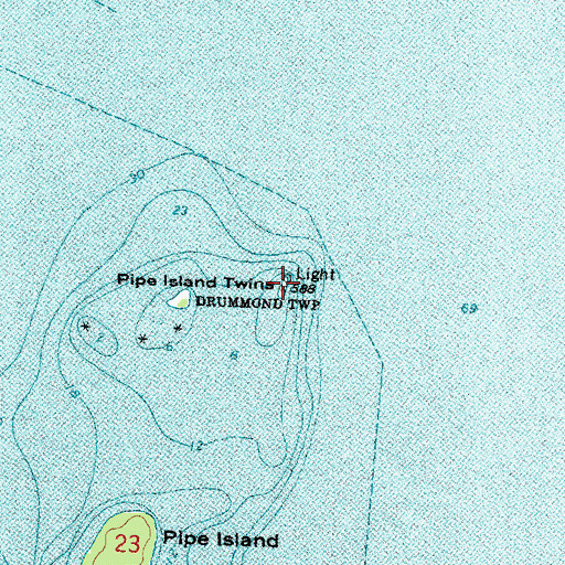 Topographic Map of Pipe Island Twins, MI