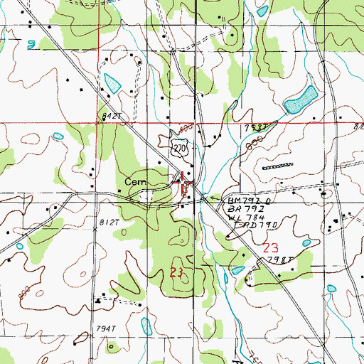Topographic Map of Grenade School (historical), AR