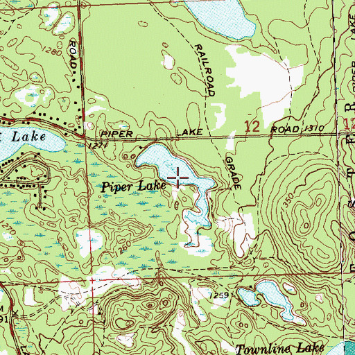 Topographic Map of Piper Lake, MI