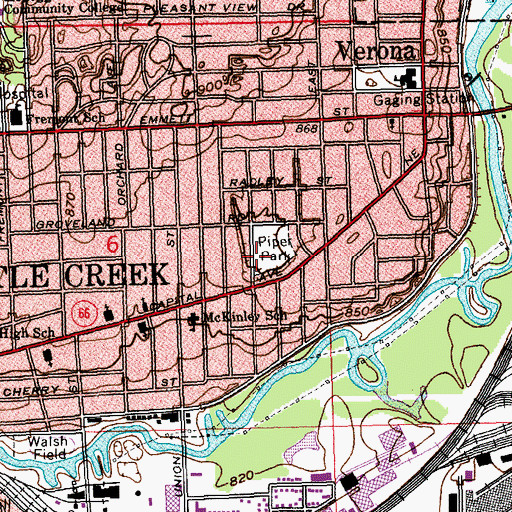 Topographic Map of Piper Park, MI
