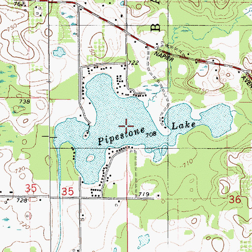 Topographic Map of Pipestone Lake, MI