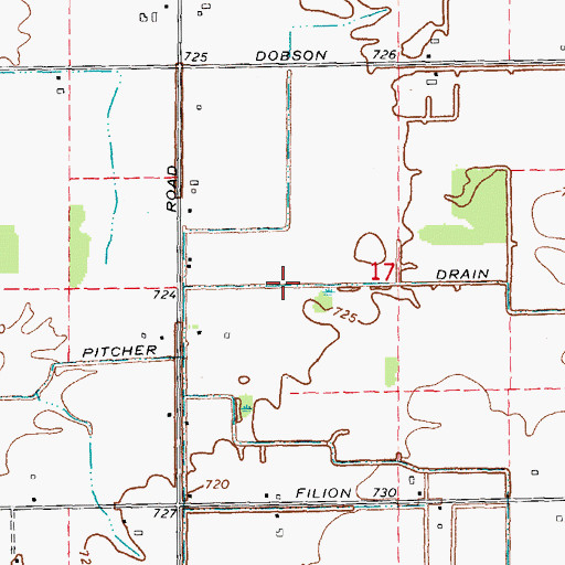 Topographic Map of Pitcher Drain, MI