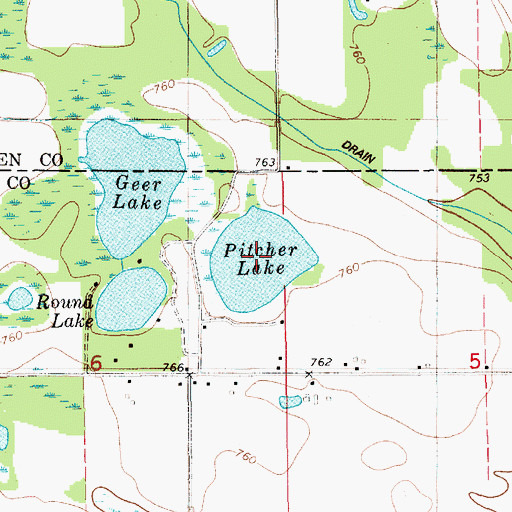 Topographic Map of Pitcher Lake, MI