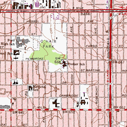 Topographic Map of Pitcher School, MI