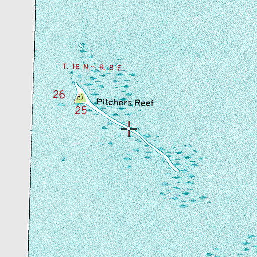 Topographic Map of Pitchers Reef, MI