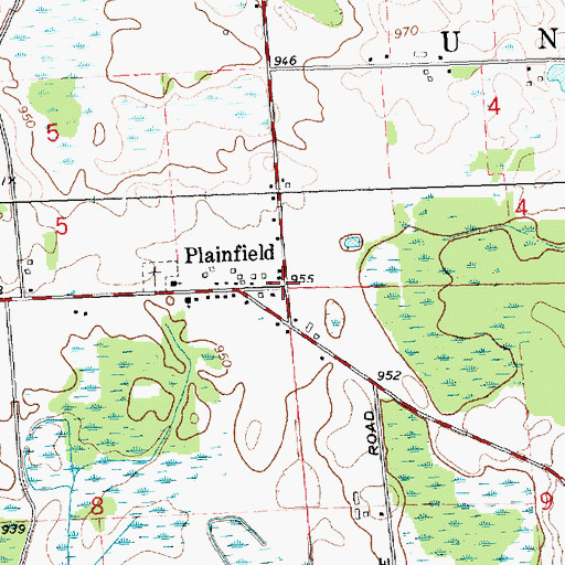 Topographic Map of Plainfield, MI
