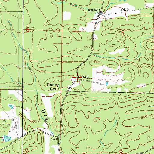 Topographic Map of Hickory Station, AR