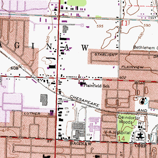 Topographic Map of Plainfield School, MI