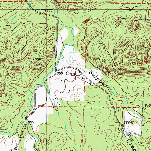 Topographic Map of Hillside Cemetery, AR