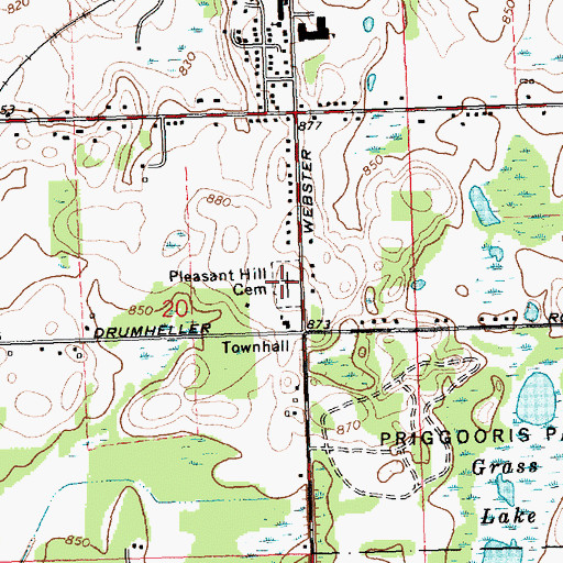Topographic Map of Pleasant Hill Cemetery, MI