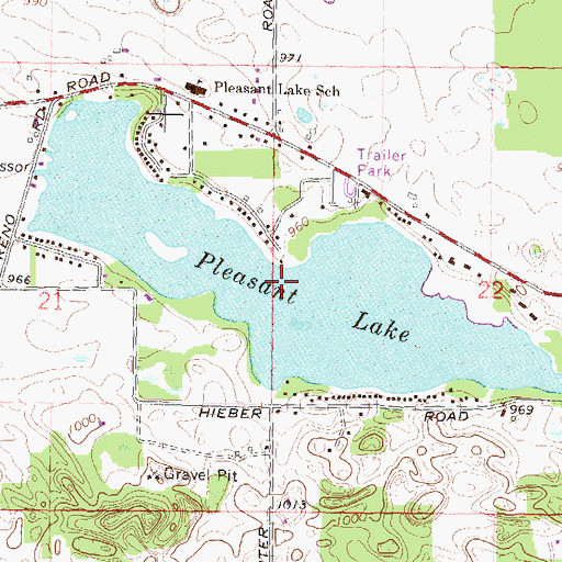 Topographic Map of Pleasant Lake, MI