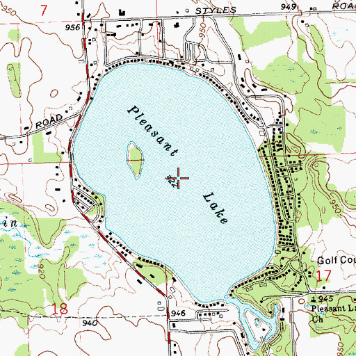 Topographic Map of Pleasant Lake, MI