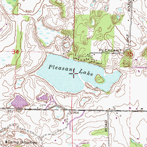 Topographic Map of Pleasant Lake, MI
