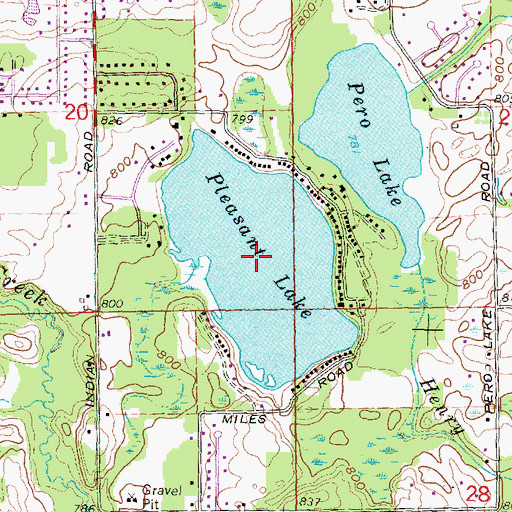 Topographic Map of Pleasant Lake, MI