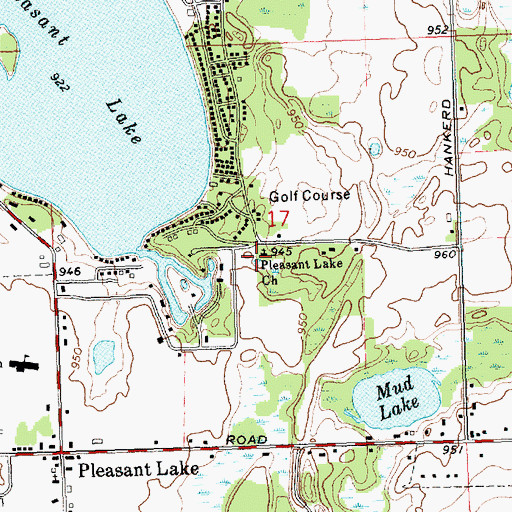 Topographic Map of Pleasant Lake Church, MI