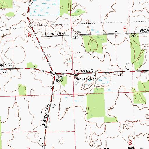 Topographic Map of Pleasant Lake Church, MI