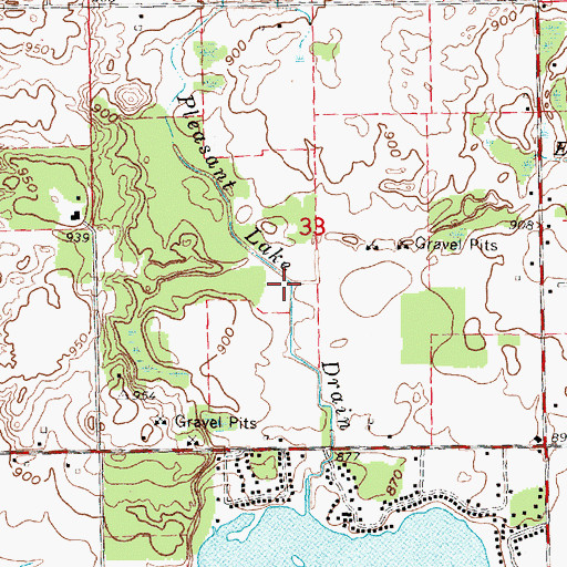 Topographic Map of Pleasant Lake Drain, MI