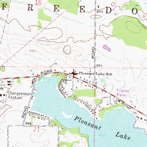 Topographic Map of Pleasant Lake School, MI