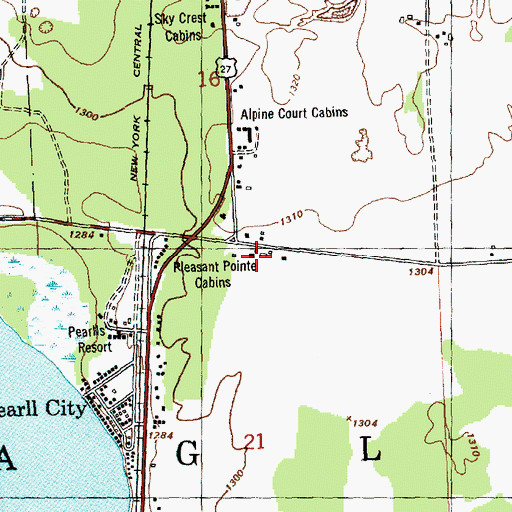 Topographic Map of Pleasant Pointe Cabins, MI