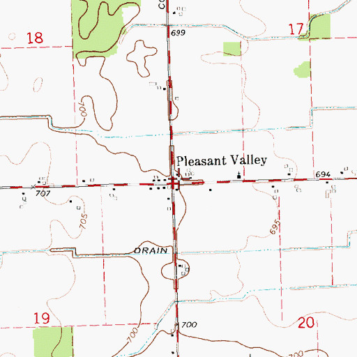 Topographic Map of Pleasant Valley, MI