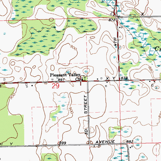Topographic Map of Pleasant Valley Church, MI