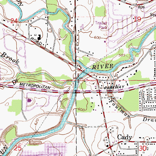 Topographic Map of Plum Brook, MI